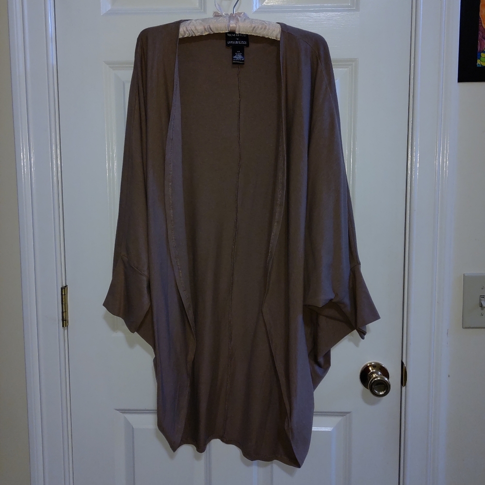 New Wonderlush Women's Taupe Long Sleeve Cover Up Jacket Size XL/1X